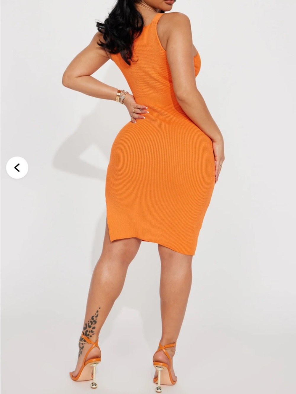 Orange Ribbed Dress Size Small - Picture 4 of 4